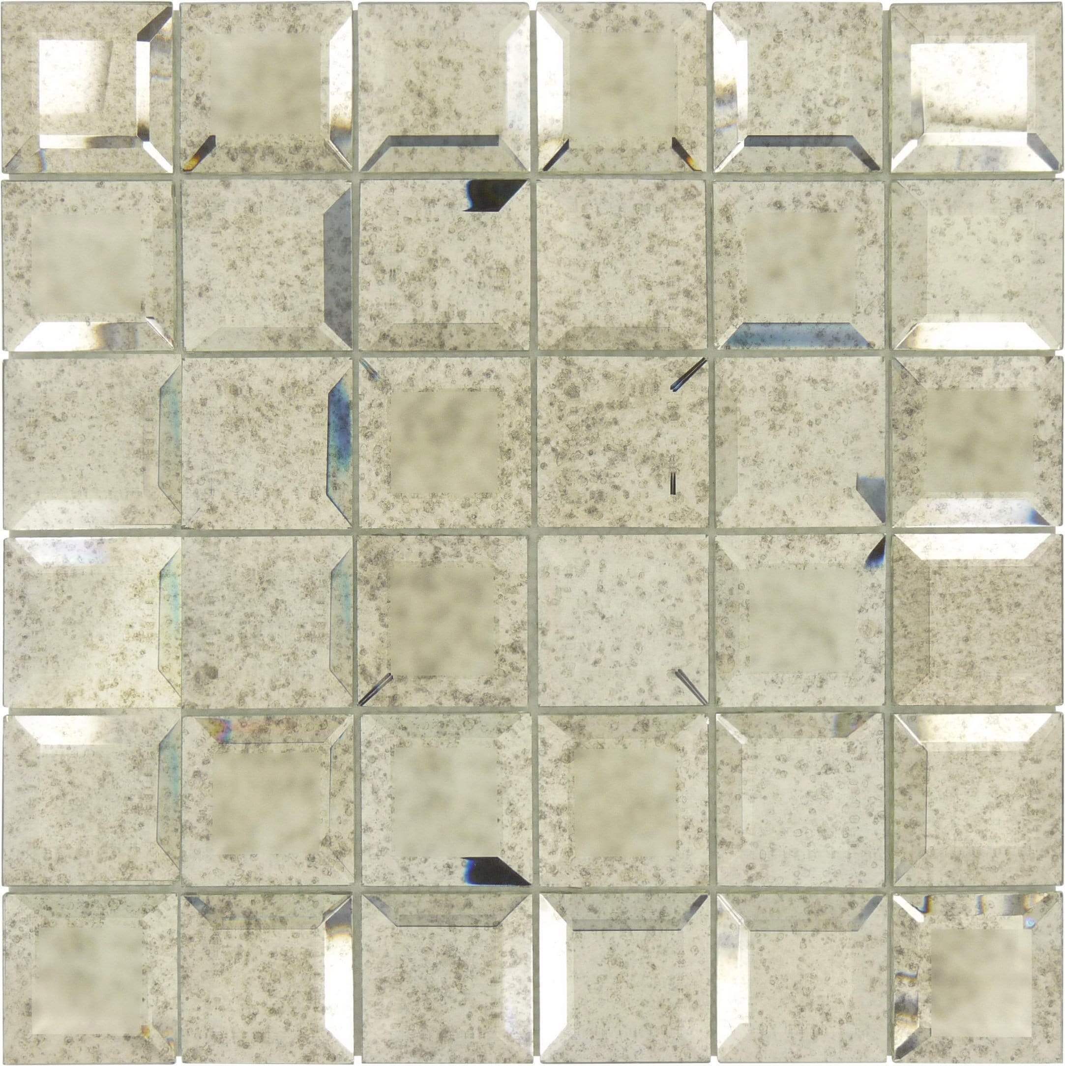 Euro Glass Lifting Fog Silver 2 x 2 Glossy & Frosted Glass Mirror Tile: ACKR115 by Glazzio Tiles