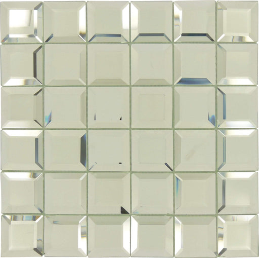 Hematite Squares Grey 2 x 2 Glossy & Frosted Glass Mirror Tile CKR112
