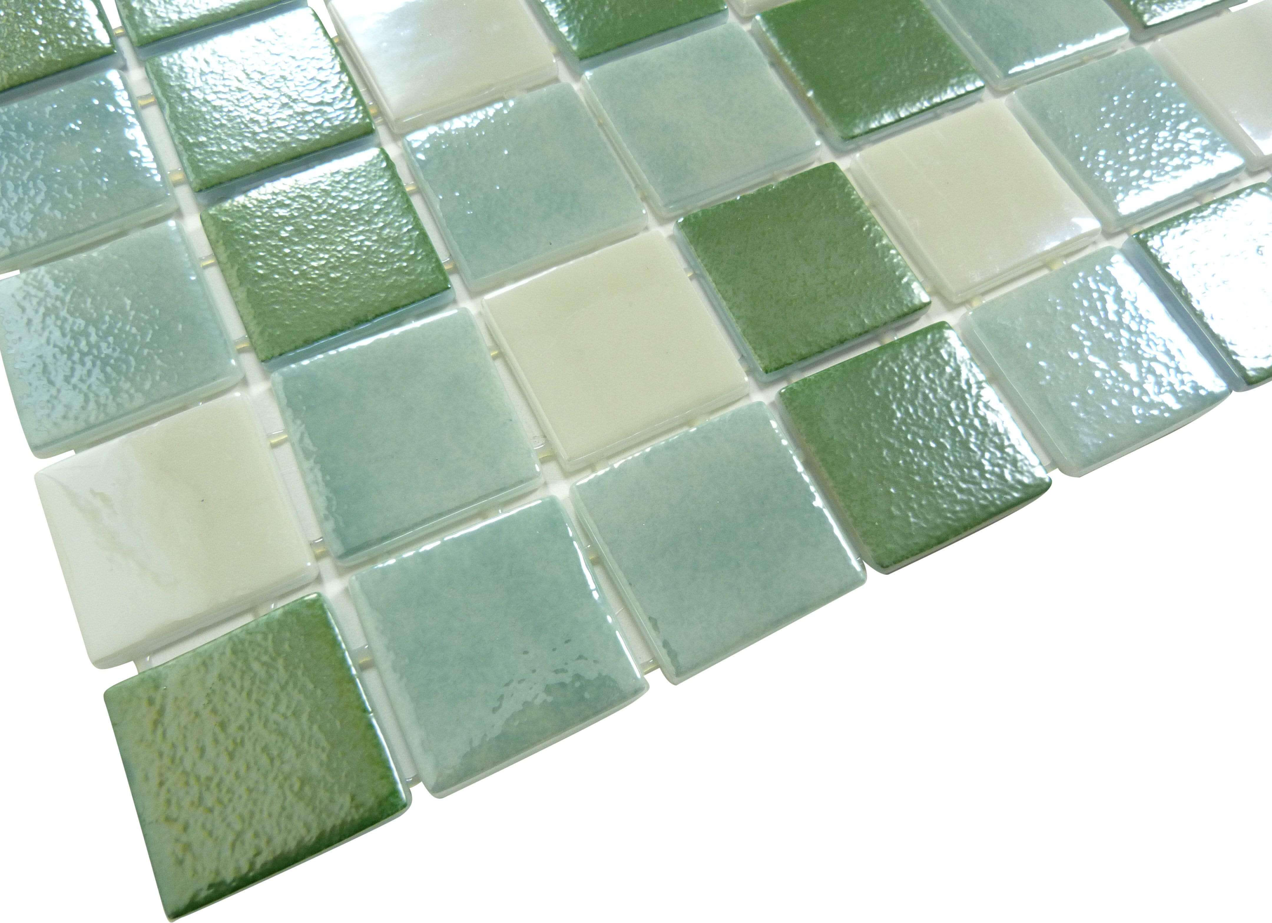 Winchester Sage Green 2 x 2 Glossy & Iridescent Glass Pool Tile