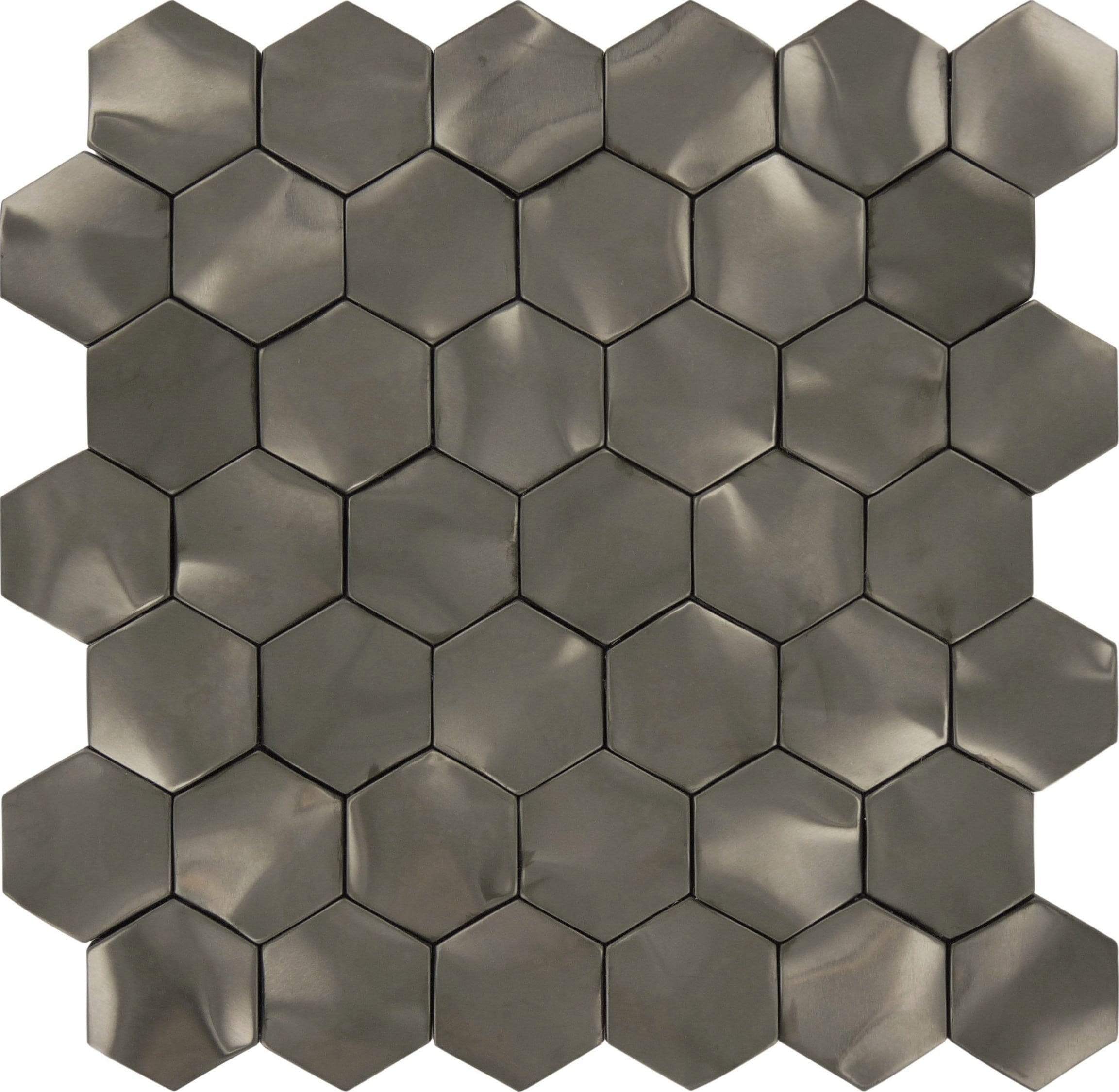 ROSEROSA Peel and Stick Tile Metal Backsplash for Kitchen, Wall Tiles Aluminum Surface : Pack of 5 (Metal-404)