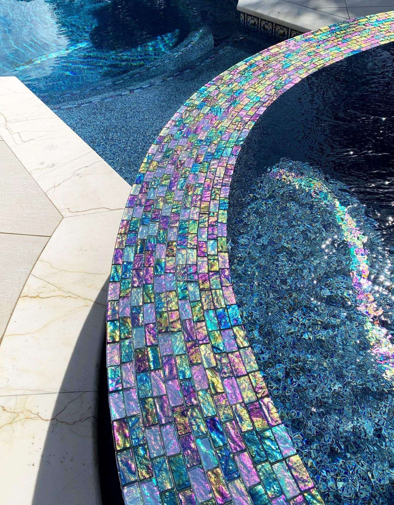 Galles, 5/8 x 5/8 Glass Tile  Mosaic Pool Tile by SICIS – AquaBlu Mosaics