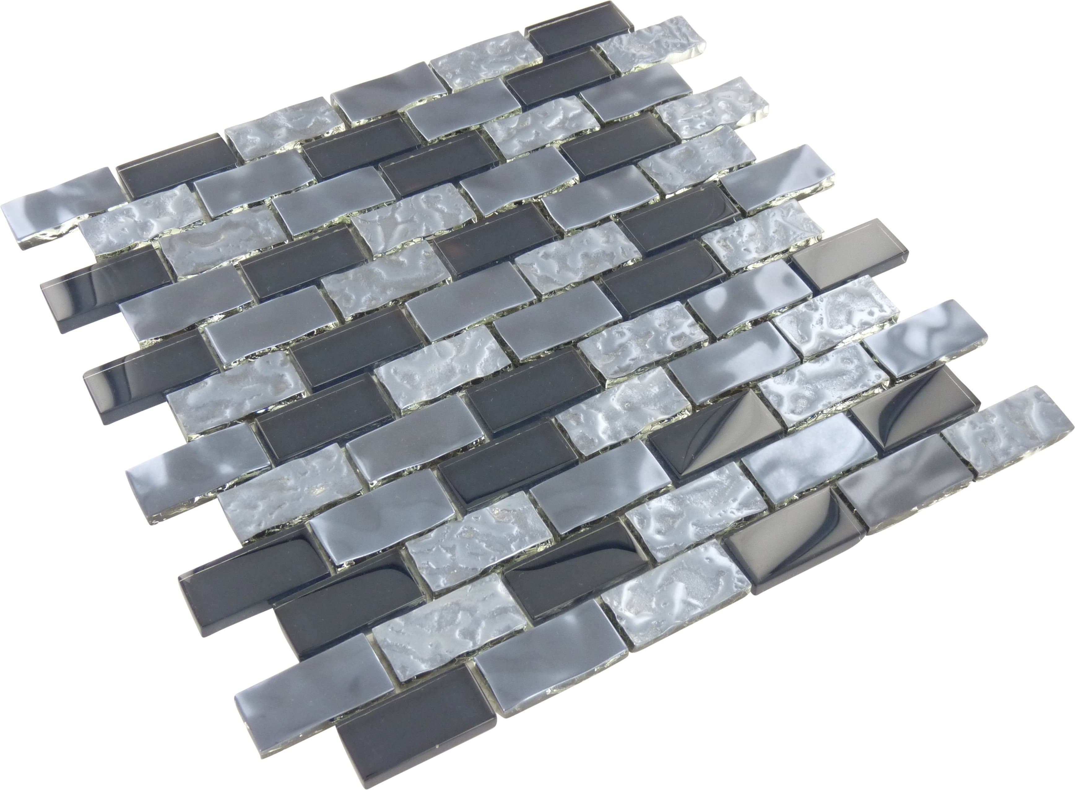 Glass Pool Mosaic Tile Silver Blend 1x2