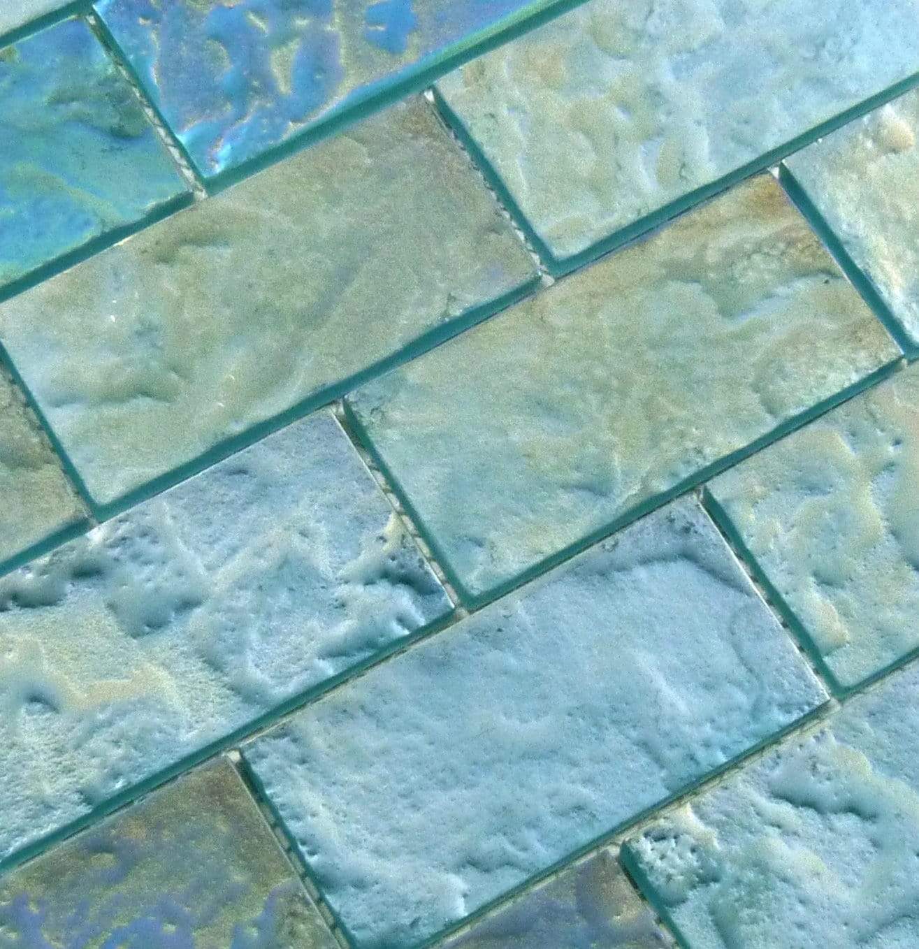 Jade Green 2 X 4 Iridescent Rippled Frosted Glass Subway Pool Tile Gs84896g1 — Oasis Tile 