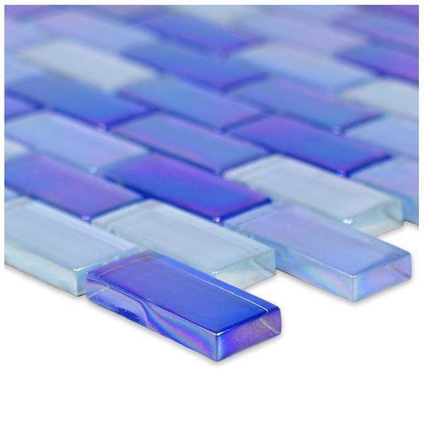 Blue Blend Glass Mosaic Tile 1x2