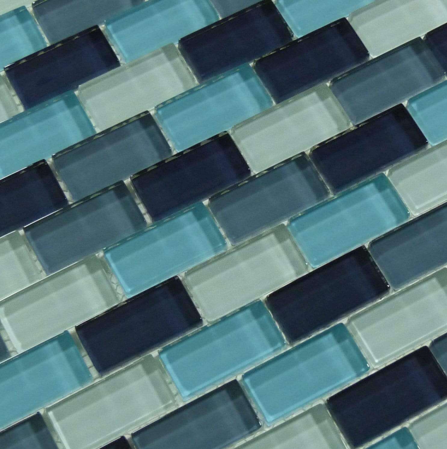 Glass Pool Mosaic Tile Blue Blend 1x2