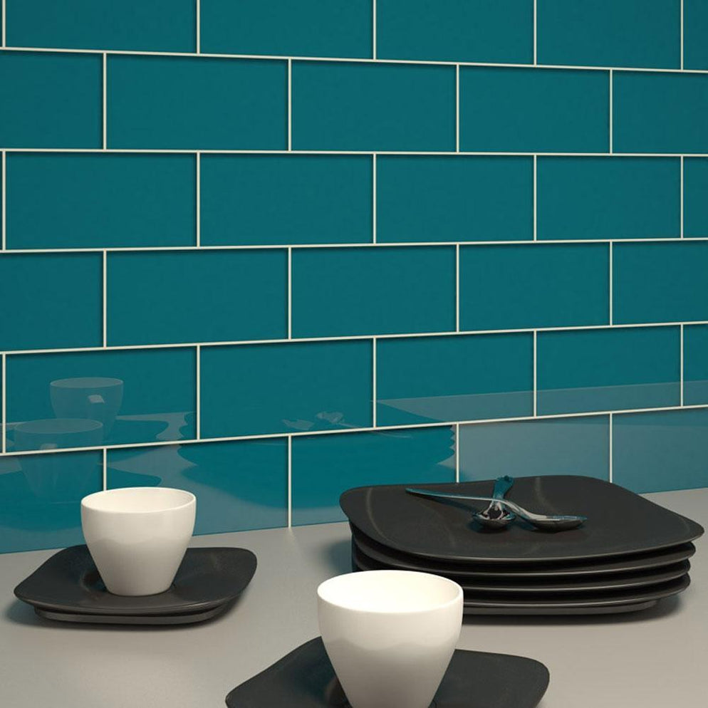 dark green subway tiles