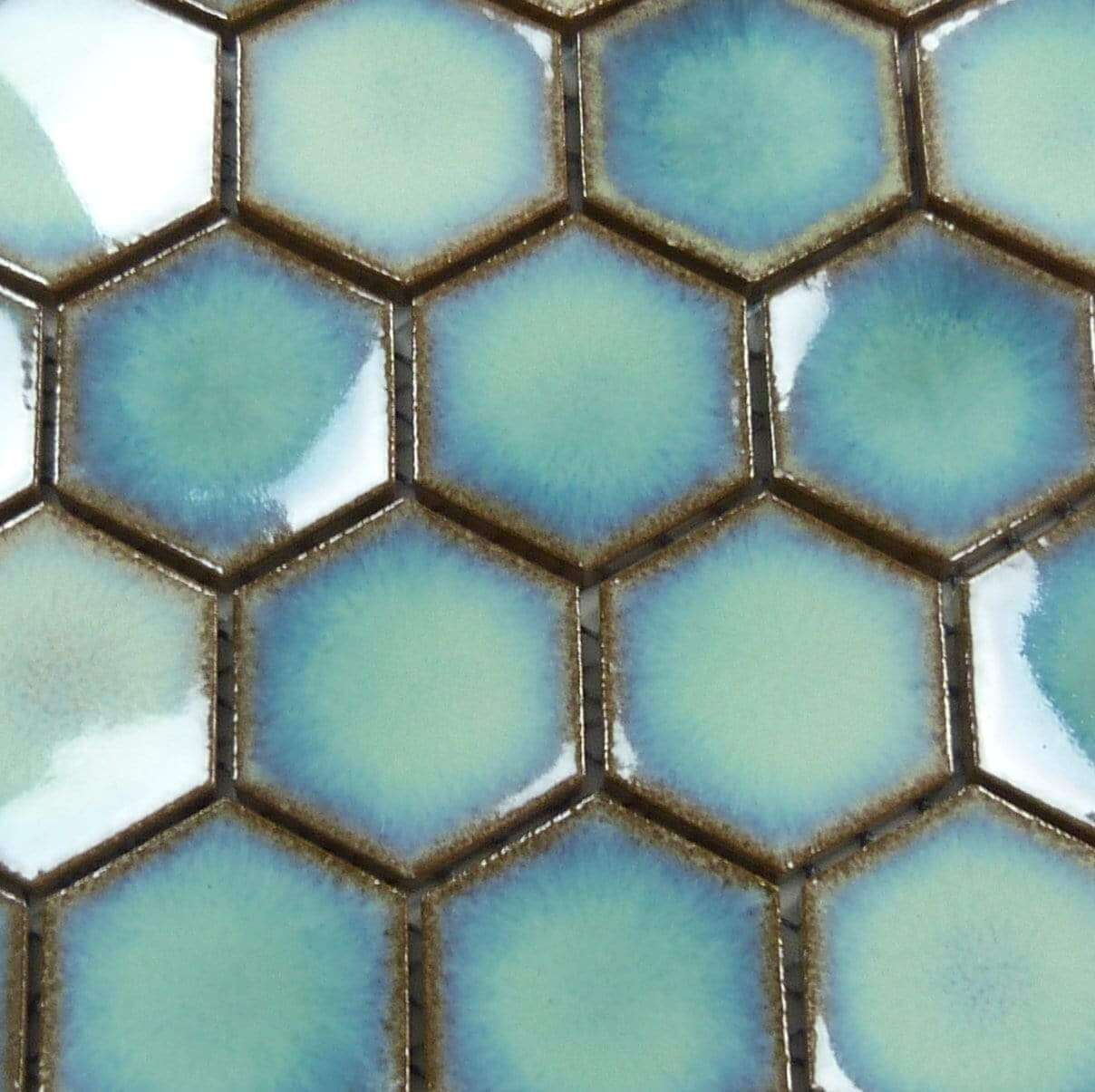 Cosmic Blue Hexagon Glossy Porcelain Tile