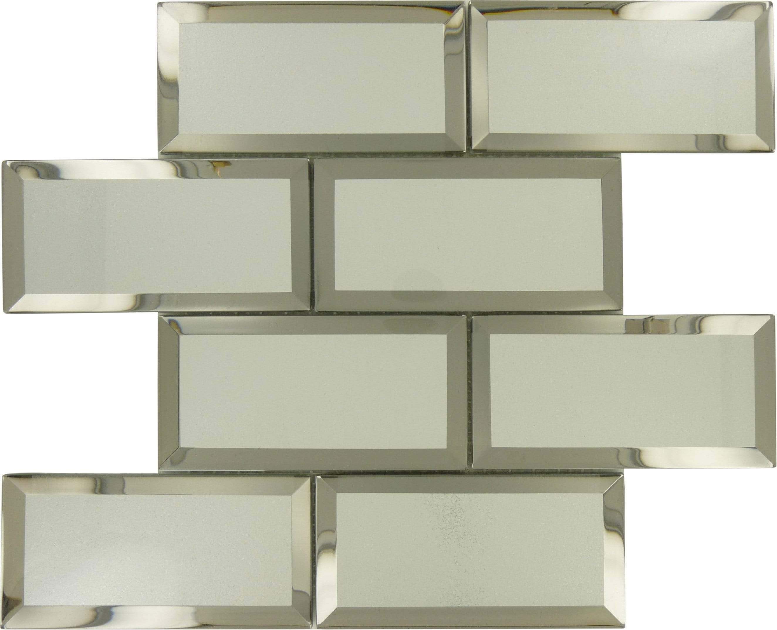 Mirrored Bevelled Metro Wall Tile 10x30cm - Luxury Tiles