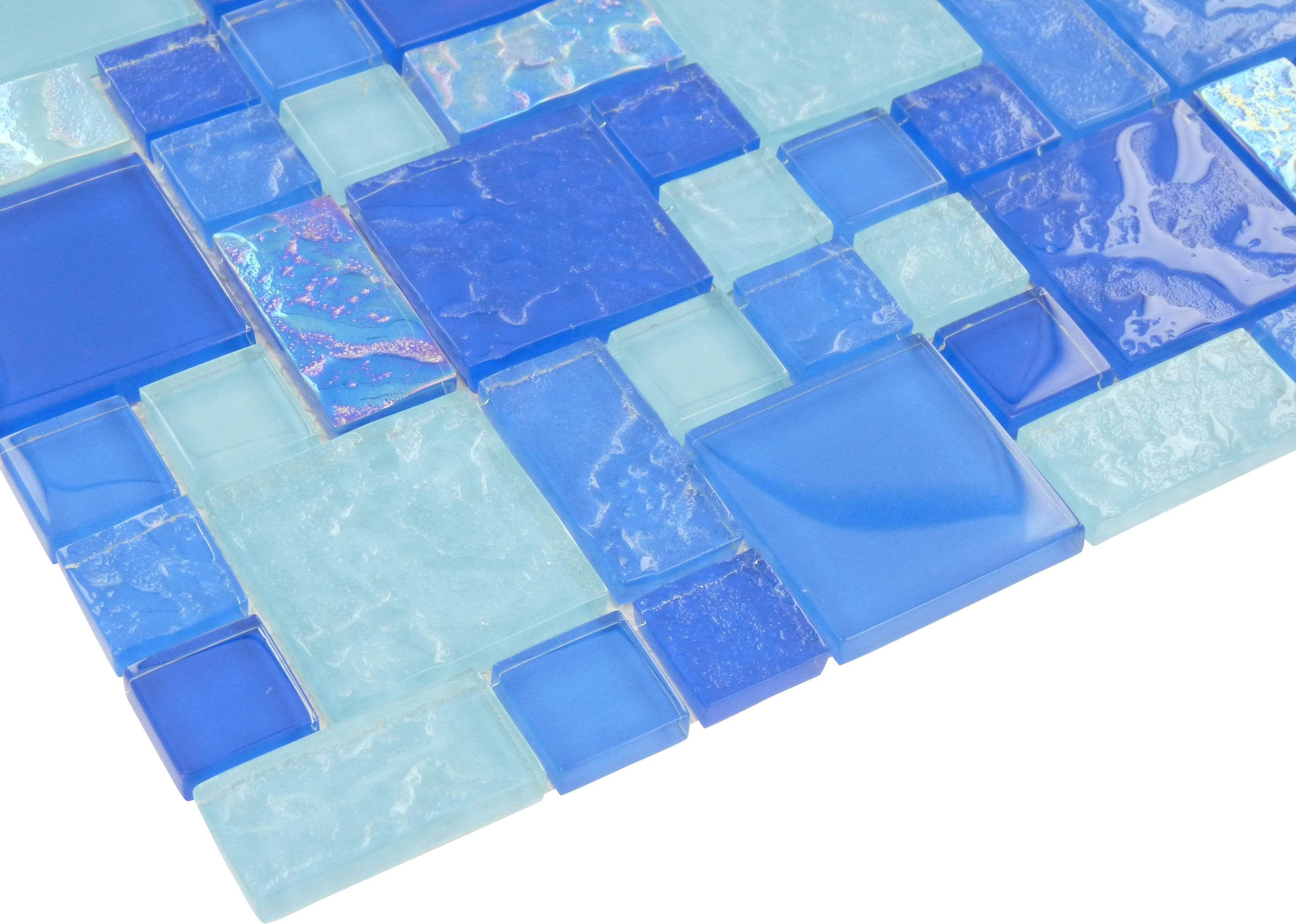 Altto Glass Unique Shapes Aqua Unique Shapes Glossy And Iridescent Glass Tile S0020