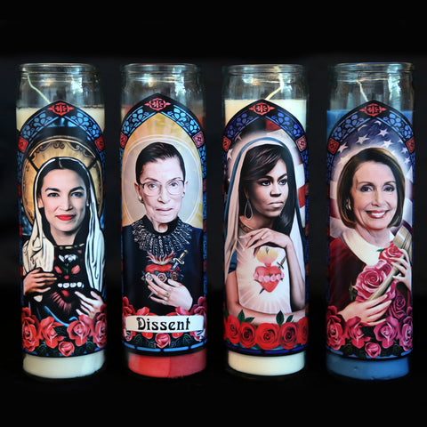 Woke Women prayer candles gift set with AOC, RBG, Michelle Obama and Nancy Pelosi