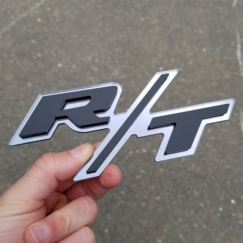 custom r/t emblem matte black and chrome 