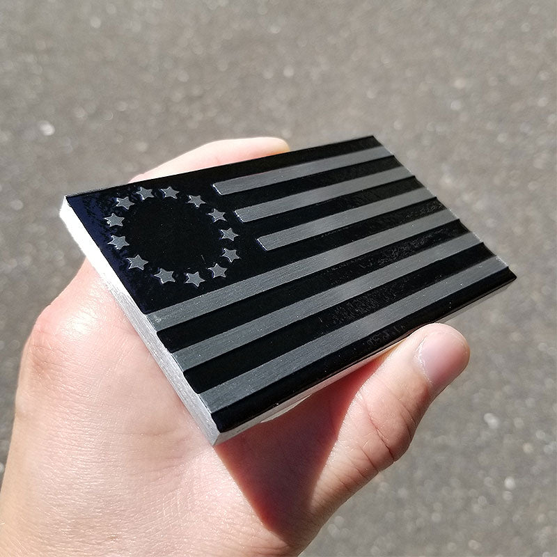 black usa flag billet emblem