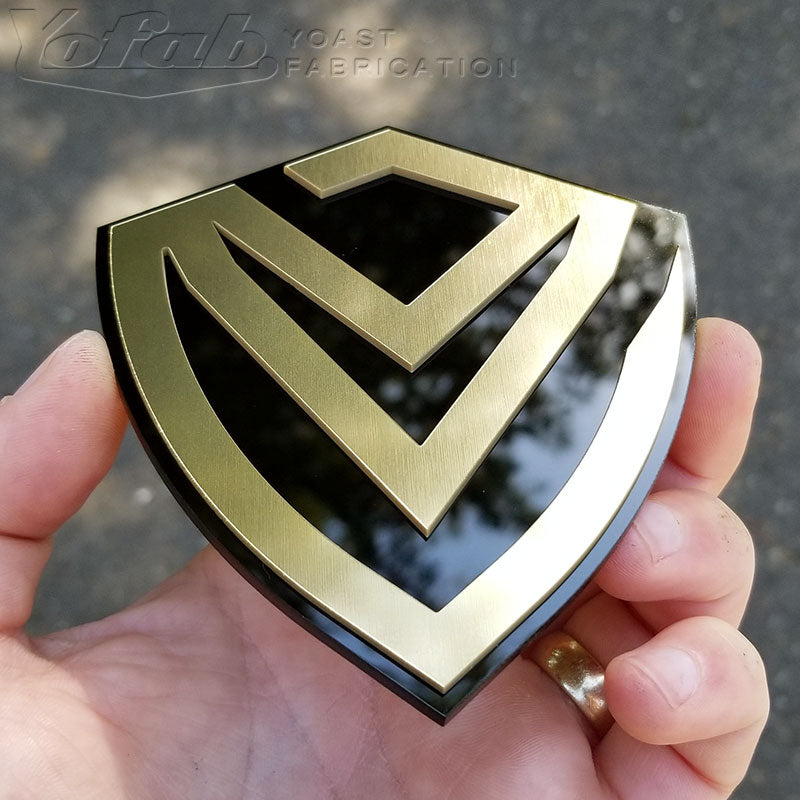 Brushed Gold & Gloss Black Shield Badge