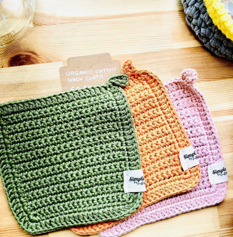 colored crochet wash cloths cotton