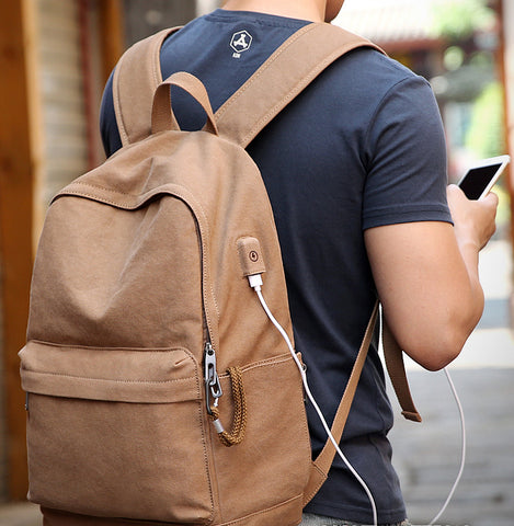 Canvas USB Charging Backpack