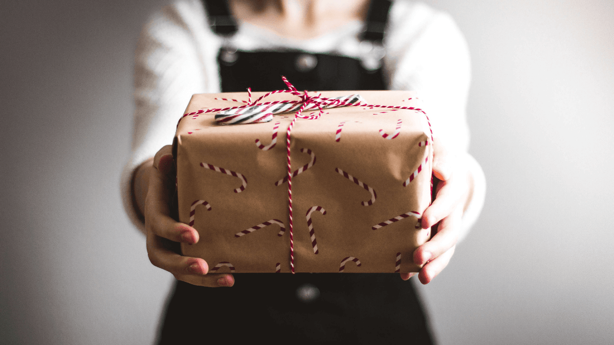 hands holding a christmas gift 