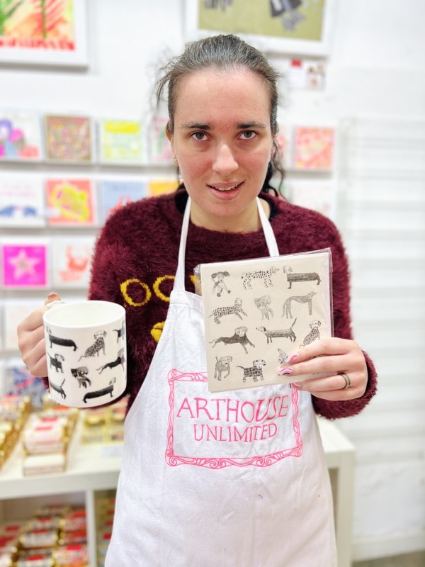 Arthouse Unlimited - Isobel Philips with design “Dogolicious”. Social Stories Club currently offers Isobel’s design as a tea towel!