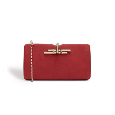 red clutch bag next