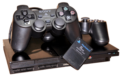 Black Playstation 2 Slim Console + 2 Dual Shock Controller PAL