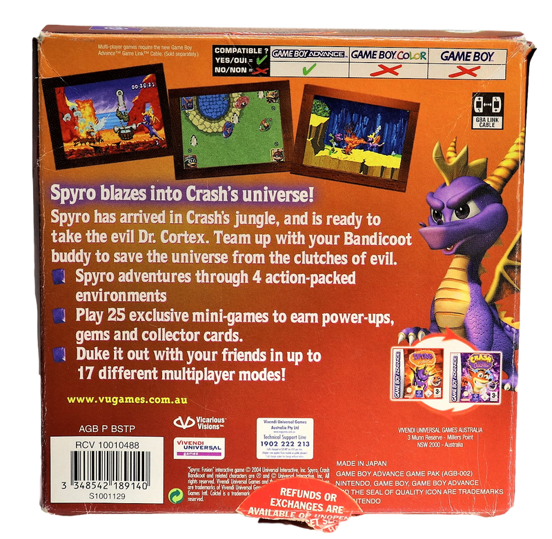 Spyro Fusion Boxed For Gameboy Advance Complete