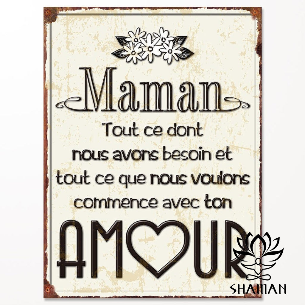 Lamour Dune Maman - Plaque En Tôle Cadre
