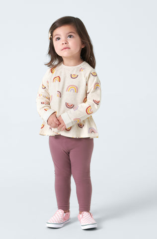 Toddler Girl wearing a 2-Piece Infant & Toddler Girls Burgundy Rainbow Peplum Top & Leggings Set