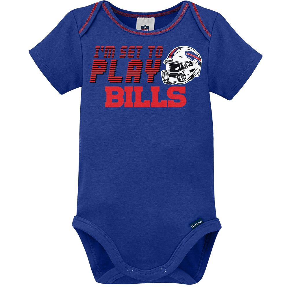 NFL Buffalo Bills Baby Boys Bodysuit, Bib and Cap Outfit Set, 3