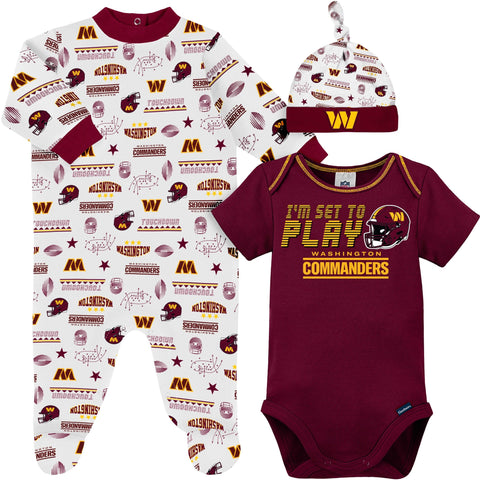 NFL 2-Pack Baby Boys Commanders Long Sleeve Bodysuits - 6-12mo