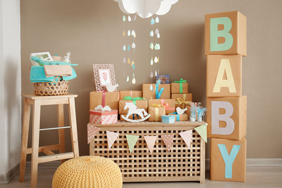 Gifts and decorations for baby shower