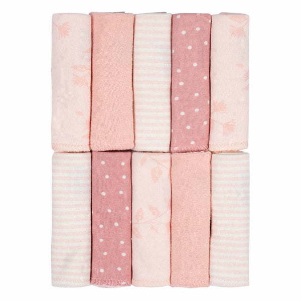 10-Pack Baby Girls Vintage Floral Washcloths, Pink