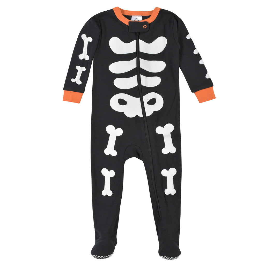 Halloween Baby Neutral Skeleton Snug Fit Footed Cotton Pajamas for Baby Boys or Baby Girls