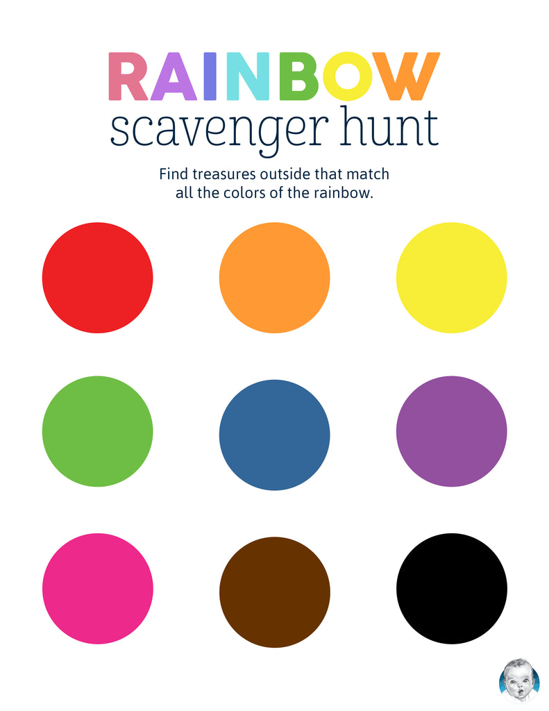 outdoor rainbow color scavenger hunt for kids and toddlers