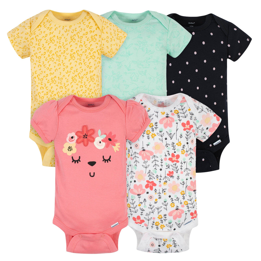 5-Pack Baby Girls Princess Short Bodysuits Gerber Childrenswear Sleeve – Onesies®