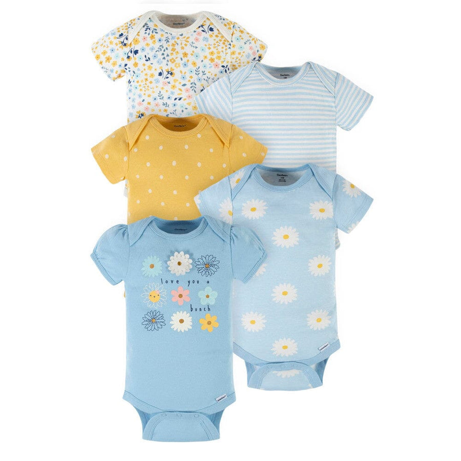 5-Pack Baby Girls Golden Floral Onesies® Bodysuits – Gerber