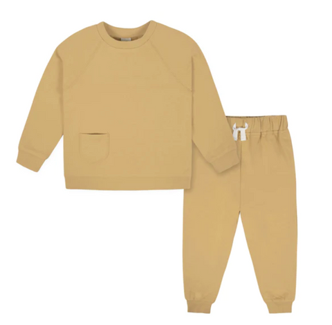 2-Piece Infant & Toddler Boys or Girls Mustard French Terry Pullover & Jogger Set