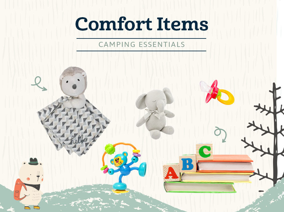 Don't forget baby toys! Make your camping trip cozy with these comfort items and camping essentials.