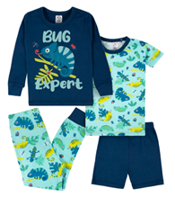 pajamas sets in blue and teal with chameleon