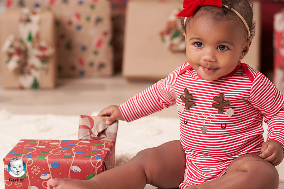 smiling baby reindeer outfit