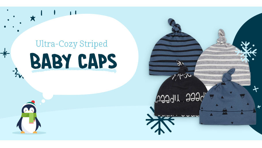 ultra cozy striped baby caps