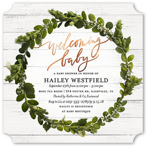 Fall baby shower wreath invitation, Shutterfly.