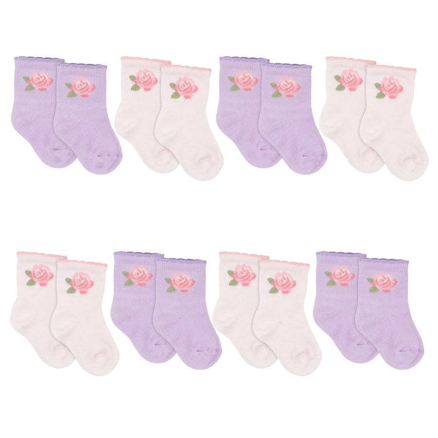 Onesies Brand Baby Girl Assorted Stay-On Jersey Crew Socks, 12-Pack