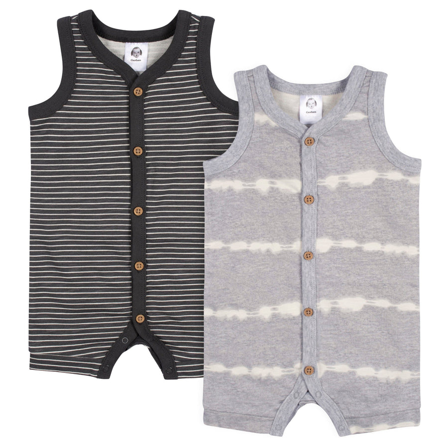 2-Pack Baby Boys Dark Gray Tie Dye Sleeveless Short & Childrenswear Blue – Gerber Heather Leg