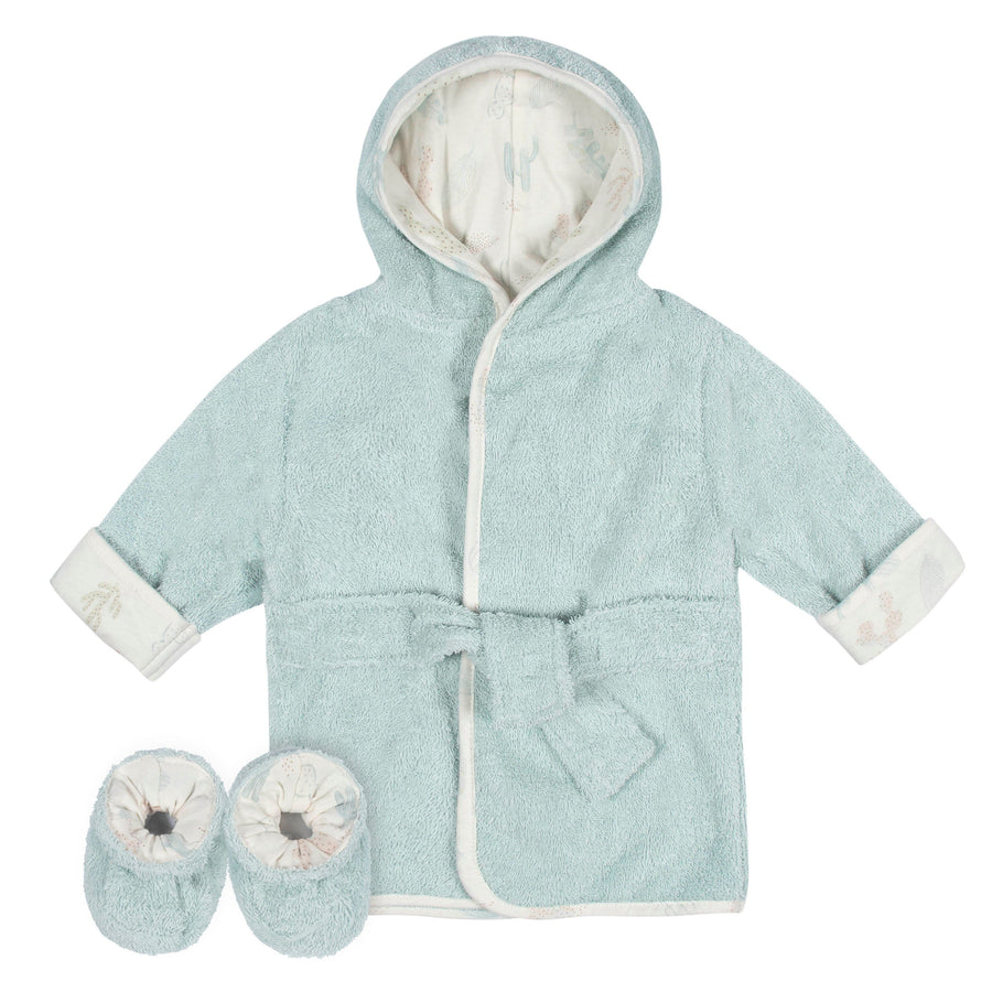 Gerber Baby Embroidered 4-Piece Neutral Striped Gray Hooded Towel & Washcloths Set