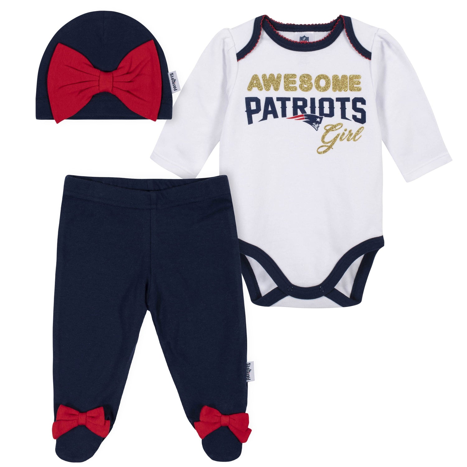 Baby Girls New England Patriots 3-Piece 