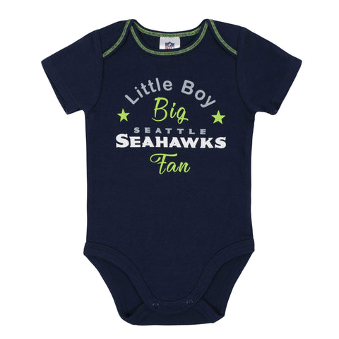 NFL 3-Piece Baby Boys Seattle Seahawks Bodysuit, Pant, and Cap Set - 0-3mo