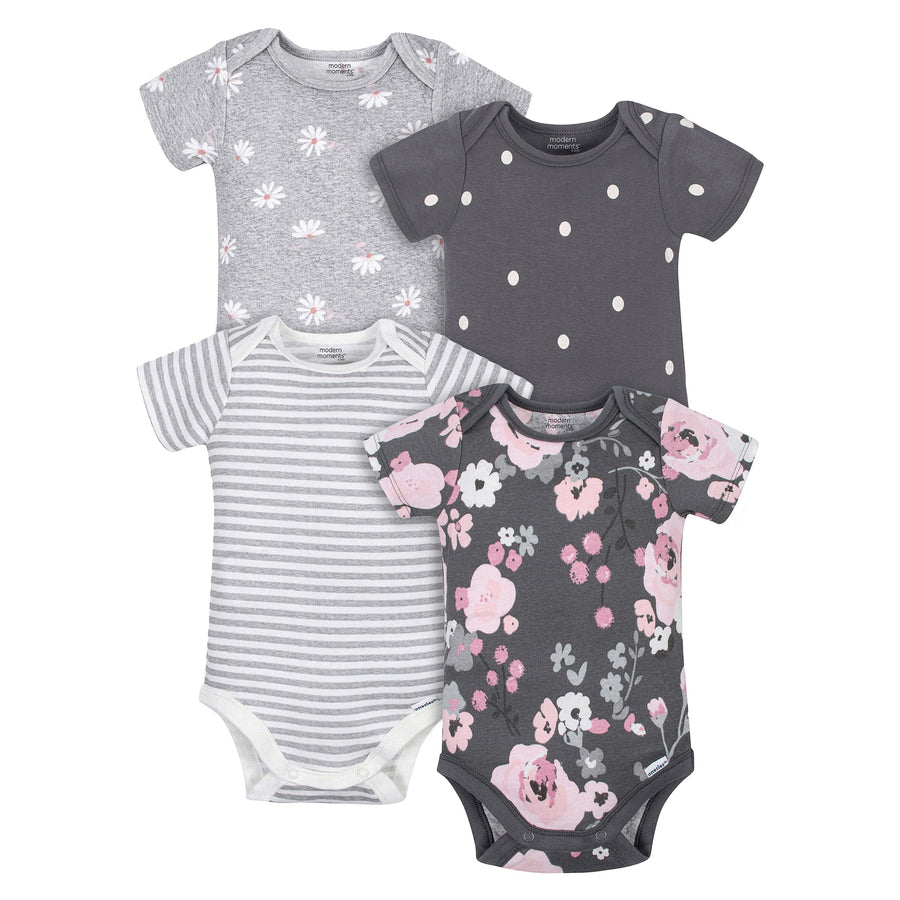 Guess Baby Girls Floral Bodysuits and Knit Denim Joggers, 3 Piece