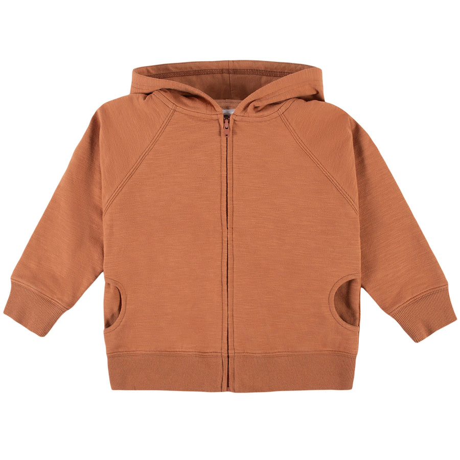 Massimo Dutti Kids Childrens Orange Textured Terry Cloth Zip Up Hoodie 11Y  12Y