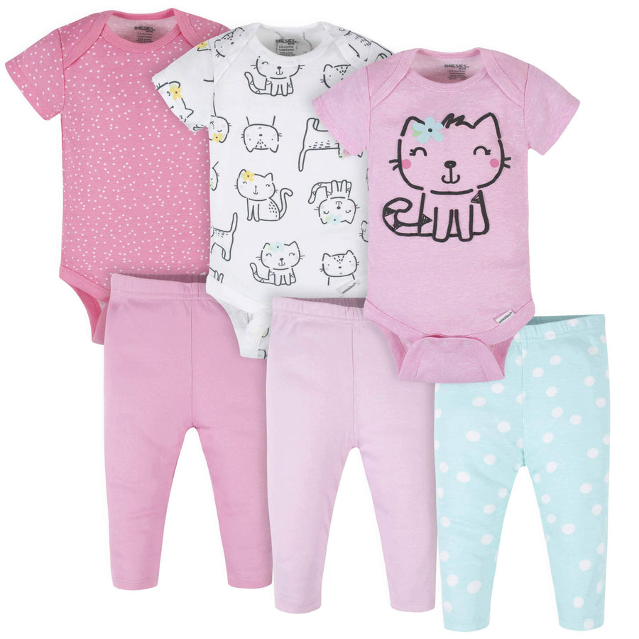 3-Piece Baby Girls Summer Blossom Short Sleeve Onesies® Bodysuits & Pants  Set