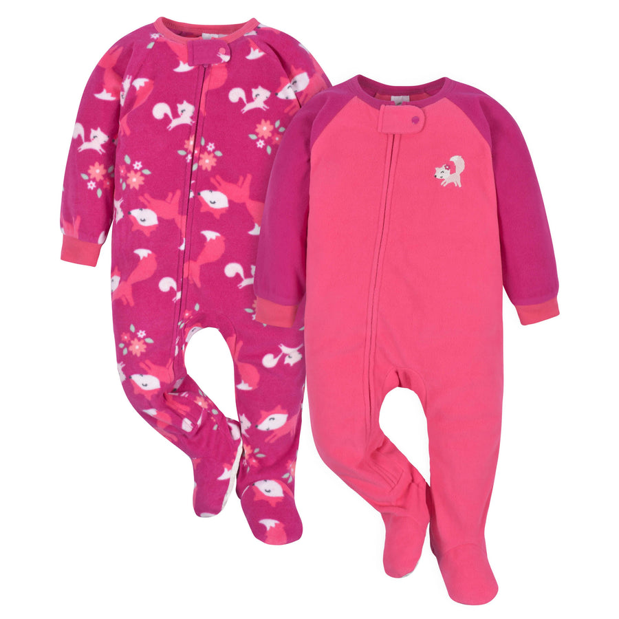 2-Pack Baby & Toddler Girls Blue Cutie Fleece Pajamas – Gerber Childrenswear