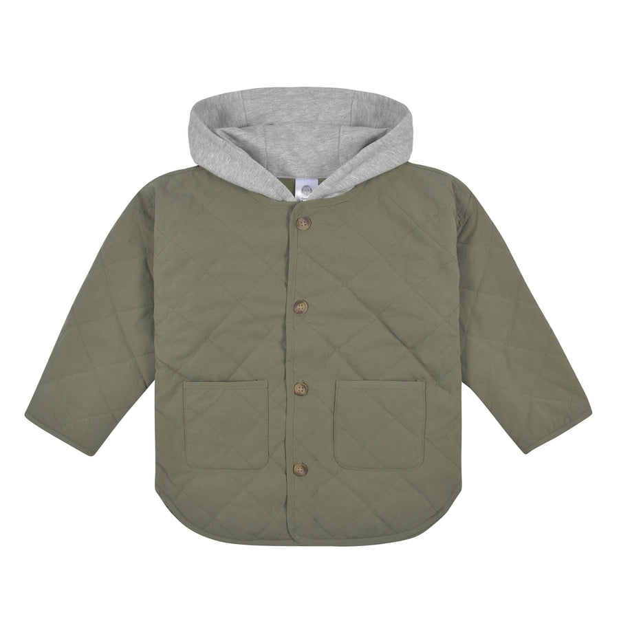 Cotton twill utility jacket - Dark khaki green - Kids